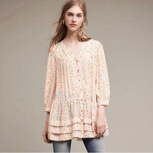 Maeve Paccia Geometric Shapes Button Ruffle Tunic